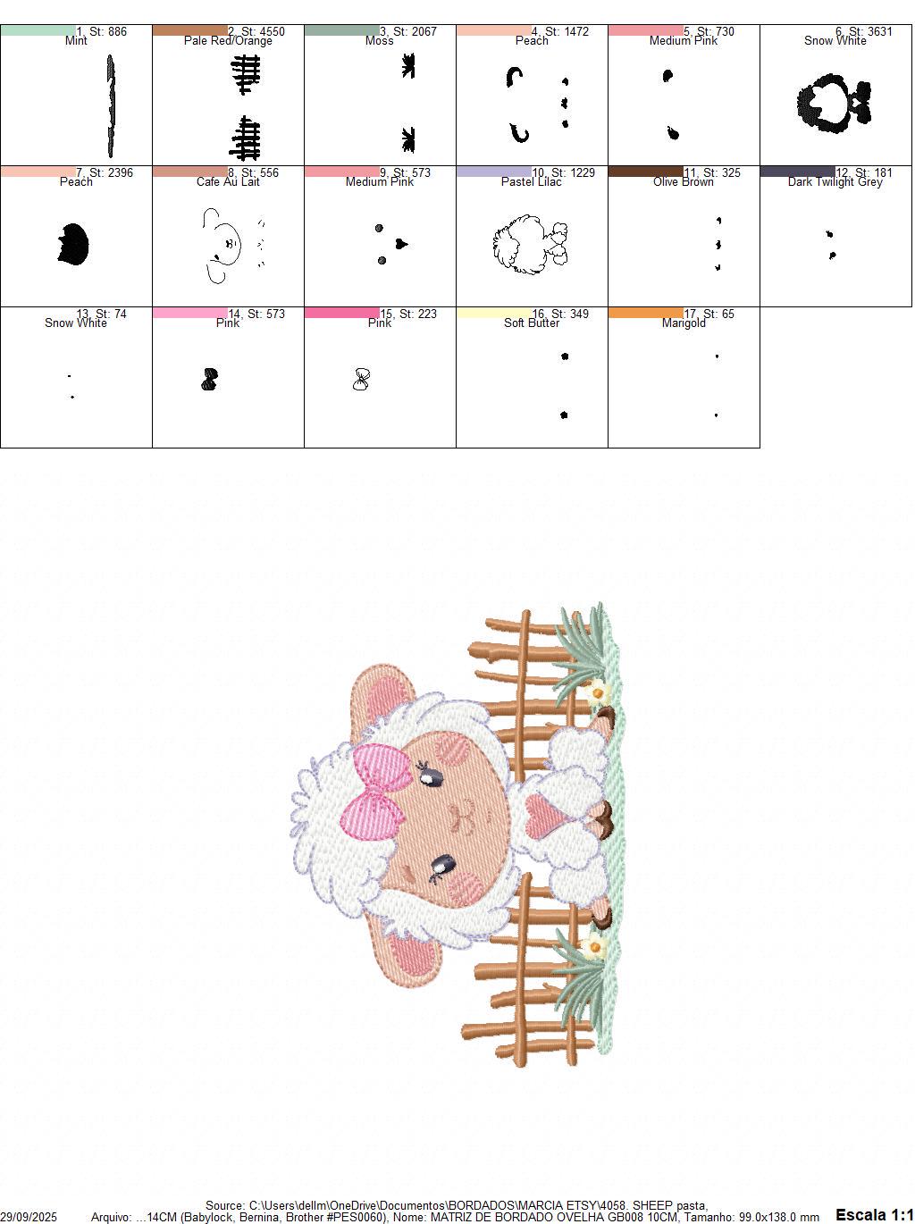 Sheep embroidery design - Farm Animal Lamb machine embroidery pattern - Newborn Baby Girl file - Instant digital download pes jef dst hus