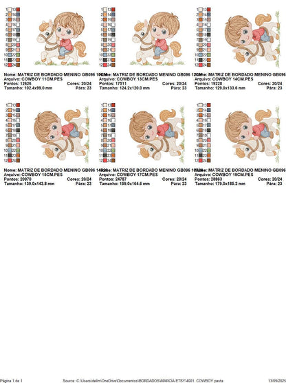 Cowboy embroidery design - Baby Boy with horse machine embroidery pattern - Wrangler Horseman Rider - Rancher buckaroo - Instant download