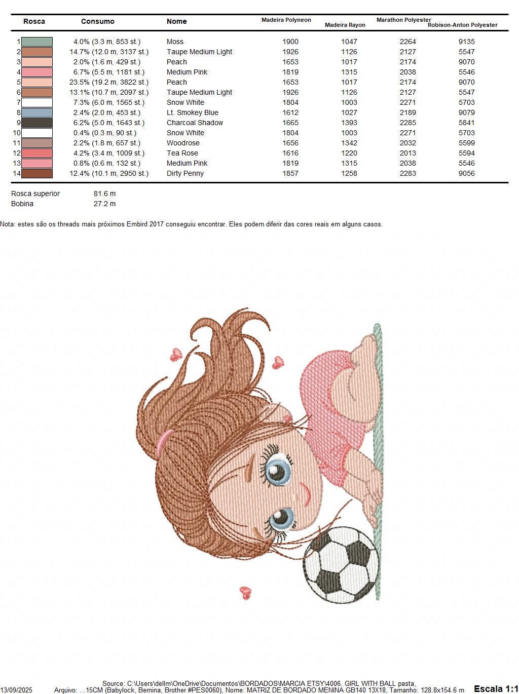 Soccer player embroidery designs - Baby Girl machine embroidery file - Girl with soccer ball file - Instant digital download pes jef dst hus