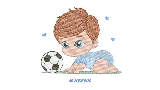 Baby boy embroidery designs - Soccer embroidery design machine embroidery file - Soccer player with ball embroidery - instant download pes