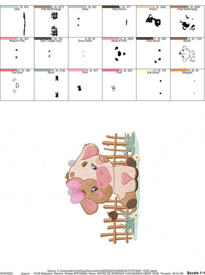 Cow with bow lace embroidery design - Farm Animal Ranch machine embroidery pattern - Kitchen Towel file - Instant digital download pes jef