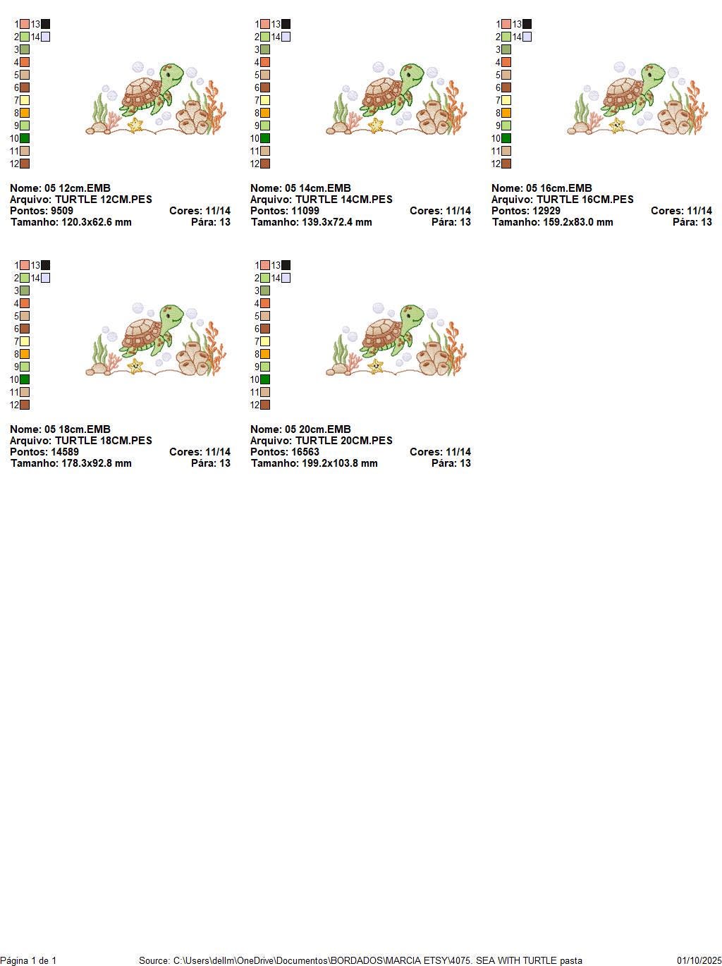 Turtle embroidery design - Sea Ocean animal machine embroidery pattern - Algae and Starfish file - Baby boy and girl - Instant download pes