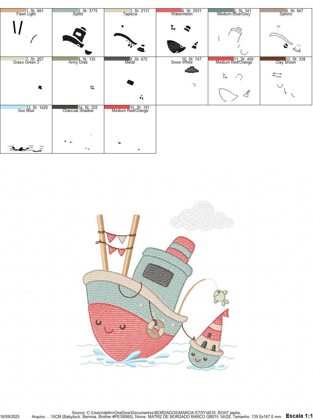 Sailboat embroidery designs - Baby Boat Boat machine embroidery pattern - Marine Ocean Nautical file - Instant digital download pes jef dst