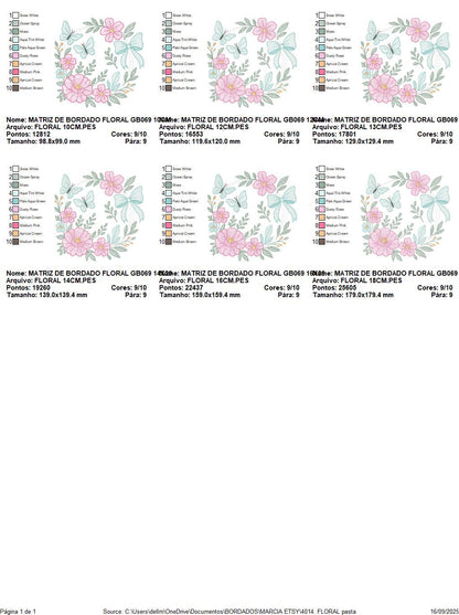 Flowers with Butterflies Wreath embroidery designs - Floral Kitchen Towel machine embroidery pattern - Instant digital download pes jef dst