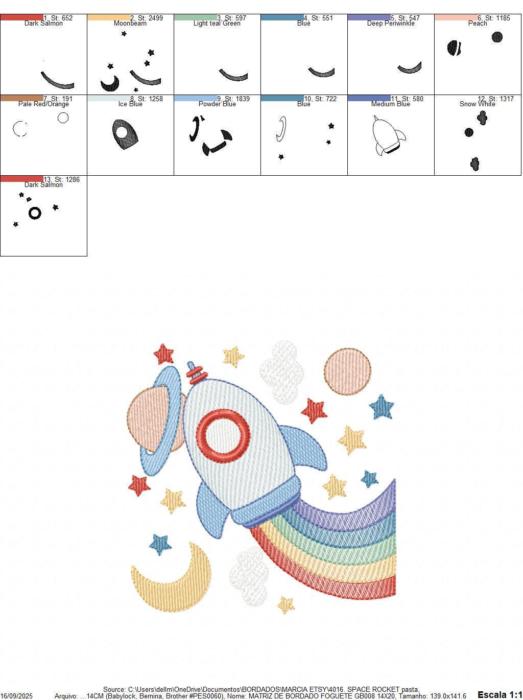 Space Rocket embroidery designs - Moon planets and stars machine embroidery pattern - Baby boy file - Instant digital download pes jef dst