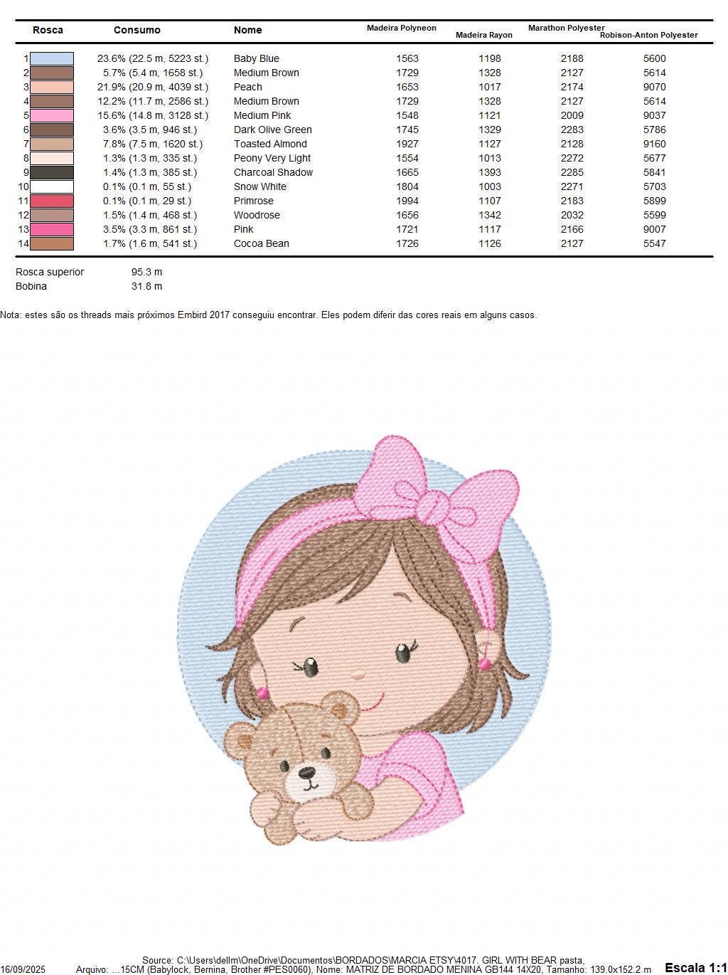 Baby girl Princess embroidery designs - Ballerina with teddy bear machine embroidery pattern - Girl with pink bow lace - Instant download