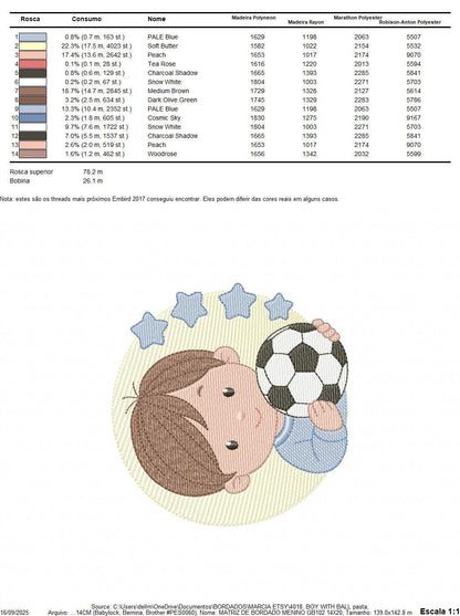 Baby boy embroidery designs - Soccer Player machine embroidery file - Boy with ball file - Instant digital download pes jef dst hus vp3 xxx