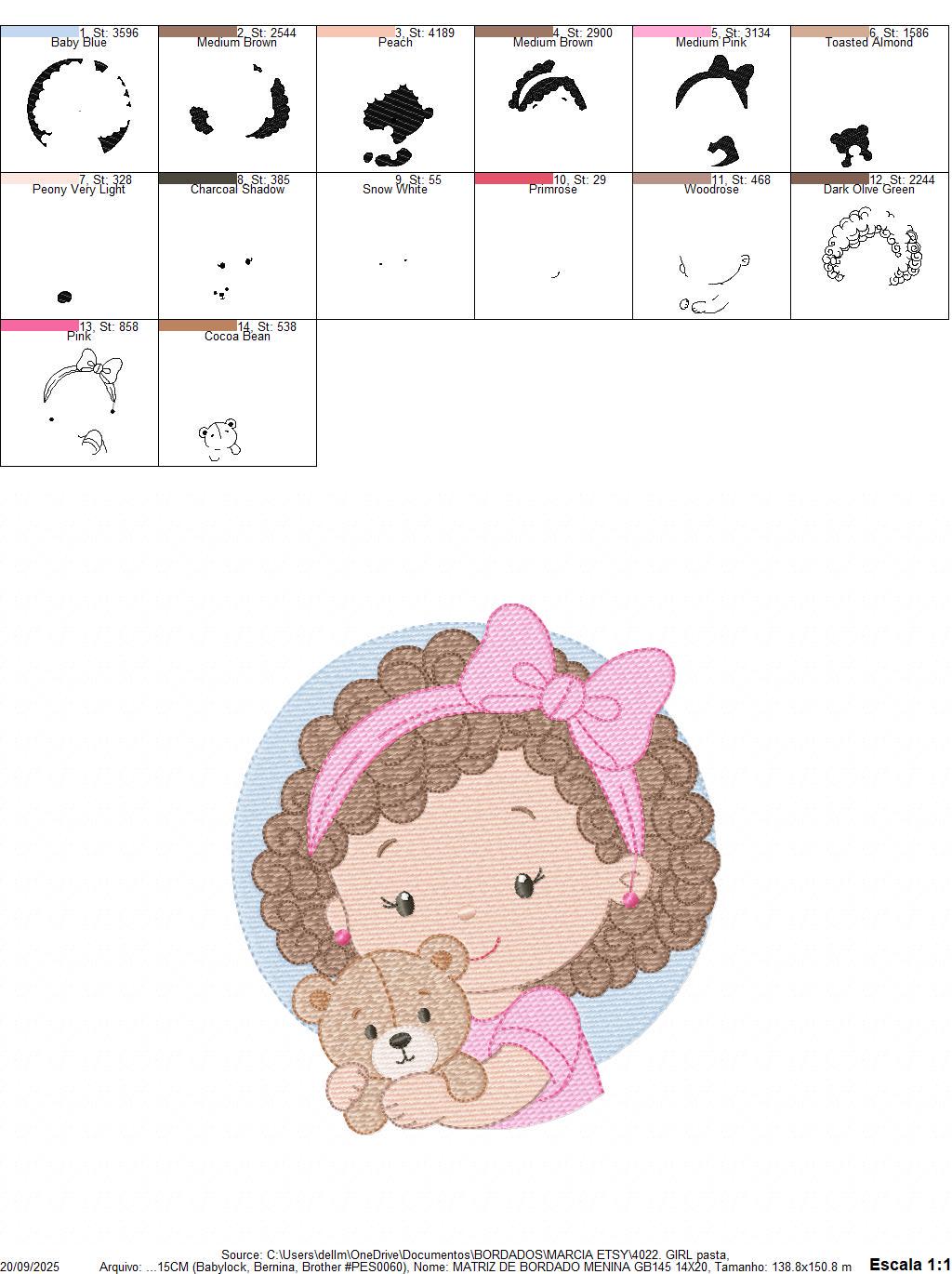 Baby girl Princess embroidery designs - Ballerina with teddy bear machine embroidery pattern - Girl with pink bow lace - Instant download