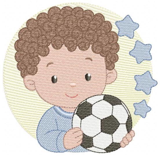 Baby boy embroidery designs - Soccer Player machine embroidery file - Boy with ball file - Instant digital download pes jef dst hus vp3 xxx