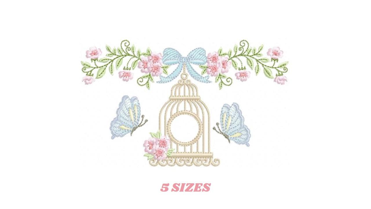 Birdhouse embroidery designs - Cherry Blossom tree with flowers machine embroidery pattern - Baby girl file - Instant digital download pes