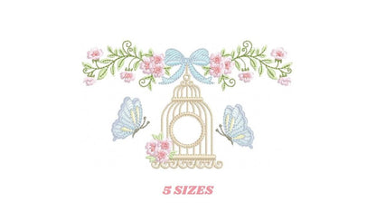 Birdhouse embroidery designs - Cherry Blossom tree with flowers machine embroidery pattern - Baby girl file - Instant digital download pes