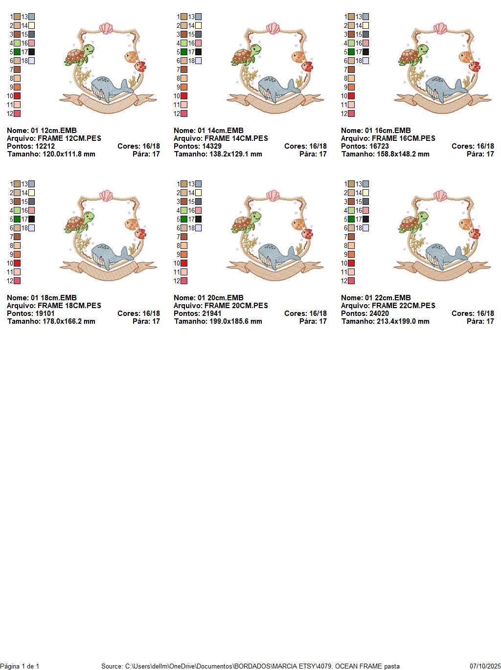 Sea animals monogram frame embroidery design - Whale Turlte fishes shell star machine embroidery pattern - Ocean coral - Instant download
