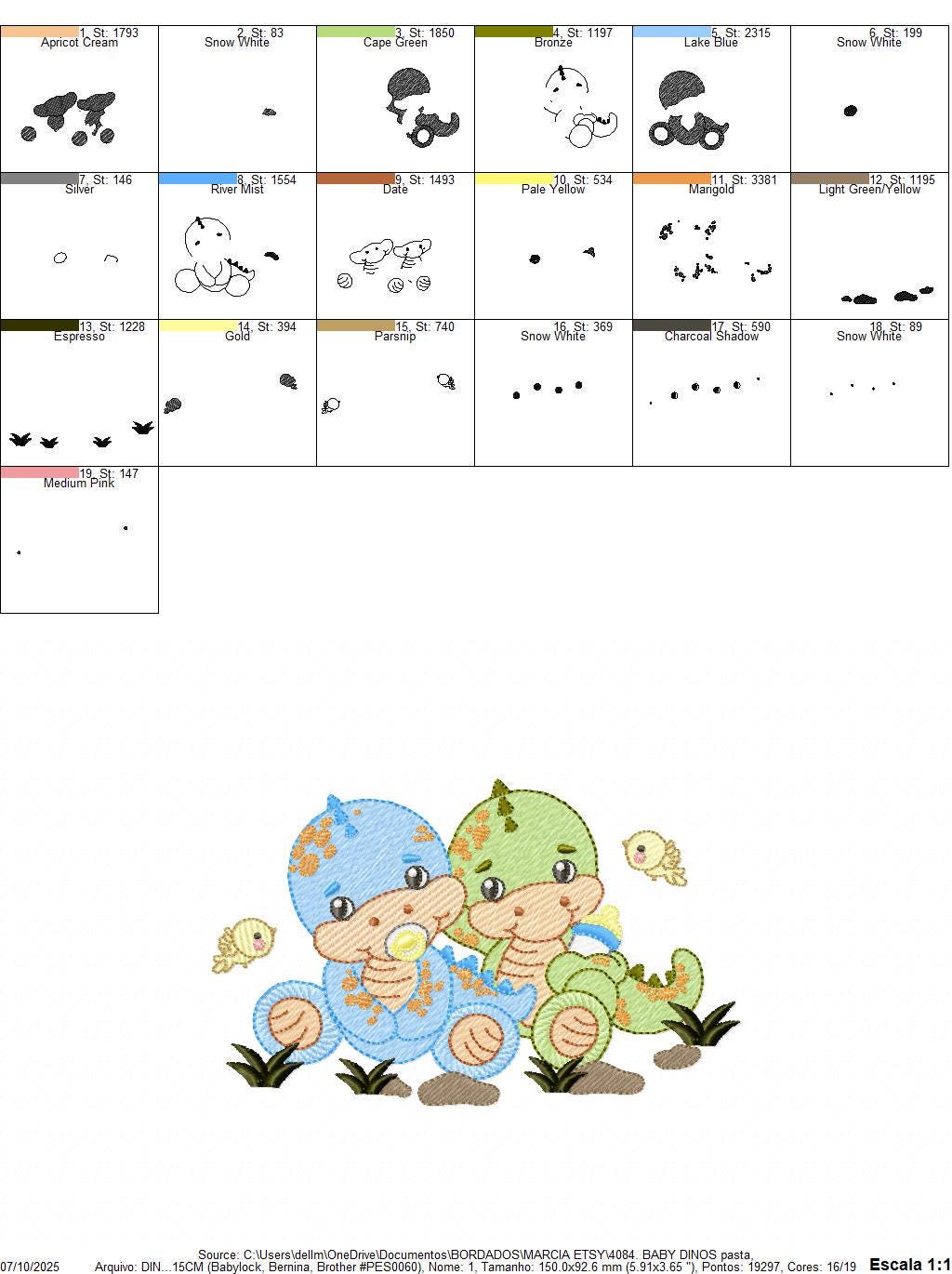 Dinosaur embroidery designs - Baby Boy Dino with pacifier and birds machine embroidery pattern - Brontosaurus T rex - Instant download pes