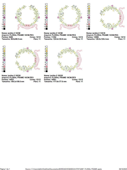 Birds with flower frame embroidery designs - Floral Wreath machine embroidery pattern - Daisies Kitchen Towel - Instant digital download pes