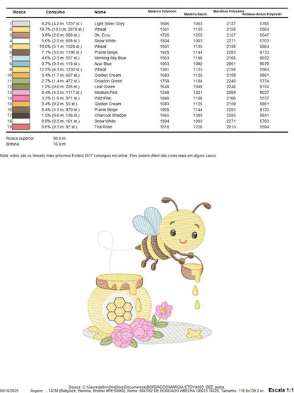 Bee embroidery design - Female Bee with honey pot machine embroidery pattern - Beekeeping Kitchen Towel file - Instant digital download pes