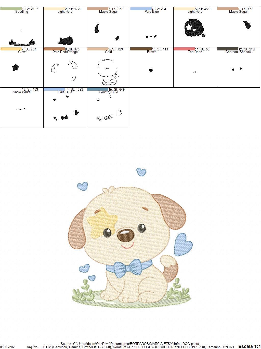 Dogs embroidery designs - Dog with hearts and bow tie machine embroidery pattern - Mutt Rescue Puppy file - Instant digital download pes