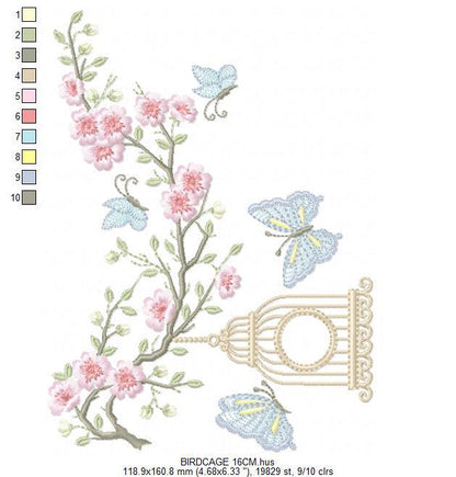 Birdhouse embroidery designs - Cherry Blossom tree with flowers machine embroidery pattern - Baby girl file - Instant digital download pes