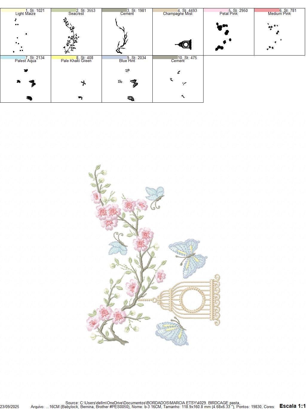 Birdhouse embroidery designs - Cherry Blossom tree with flowers machine embroidery pattern - Baby girl file - Instant digital download pes