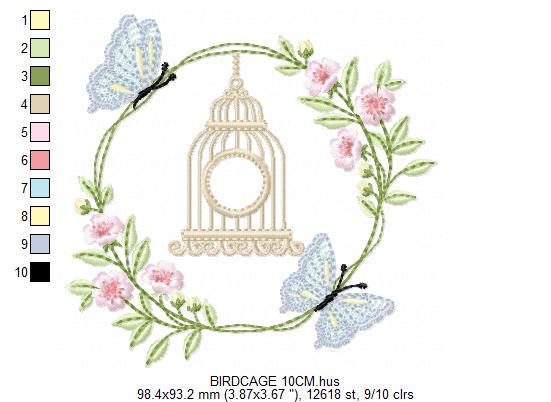Birdhouse embroidery designs - Cherry Blossom tree with butterflies machine embroidery pattern - Baby girl file - Instant digital download