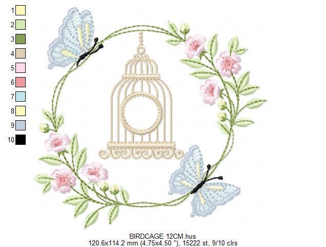 Birdhouse embroidery designs - Cherry Blossom tree with butterflies machine embroidery pattern - Baby girl file - Instant digital download
