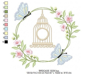 Birdhouse embroidery designs - Cherry Blossom tree with butterflies machine embroidery pattern - Baby girl file - Instant digital download
