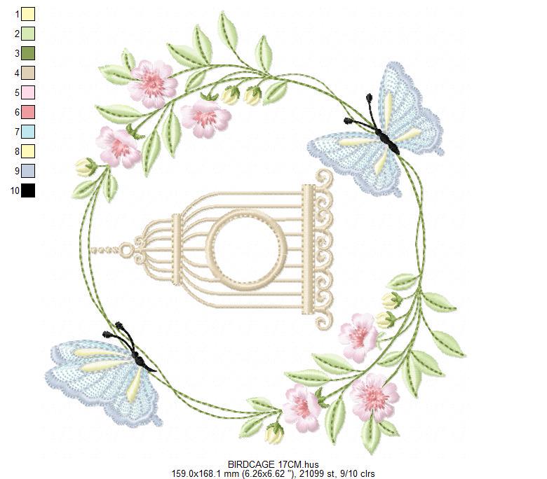 Birdhouse embroidery designs - Cherry Blossom tree with butterflies machine embroidery pattern - Baby girl file - Instant digital download