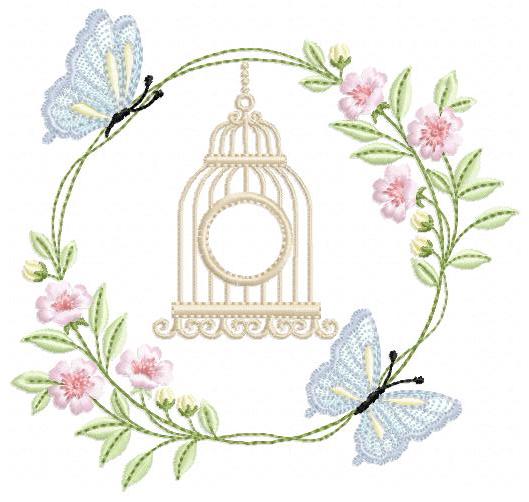 Birdhouse embroidery designs - Cherry Blossom tree with butterflies machine embroidery pattern - Baby girl file - Instant digital download