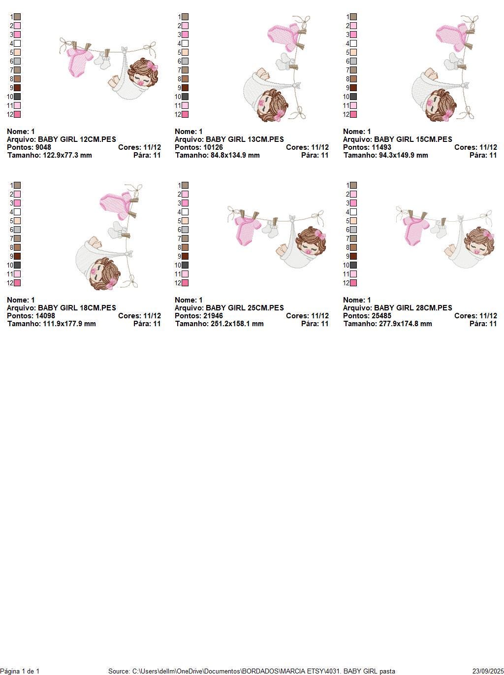 Baby girl with clothes line embroidery designs - Newborn machine embroidery pattern - Gender Reveal Party - Instant digital download pes jef
