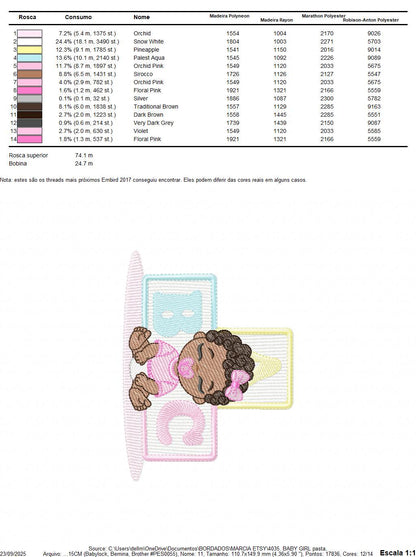 Baby girl embroidery designs - Newborn with pacifier machine embroidery pattern - Girl with black curly hair - Instant digital download pes
