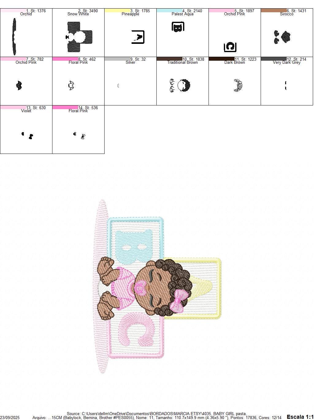 Baby girl embroidery designs - Newborn with pacifier machine embroidery pattern - Girl with black curly hair - Instant digital download pes