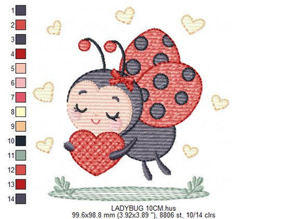 Love Ladybug embroidery designs - Garden Animal machine embroidery pattern - Insect life file - Instant digital download pes jef dst hus vp3