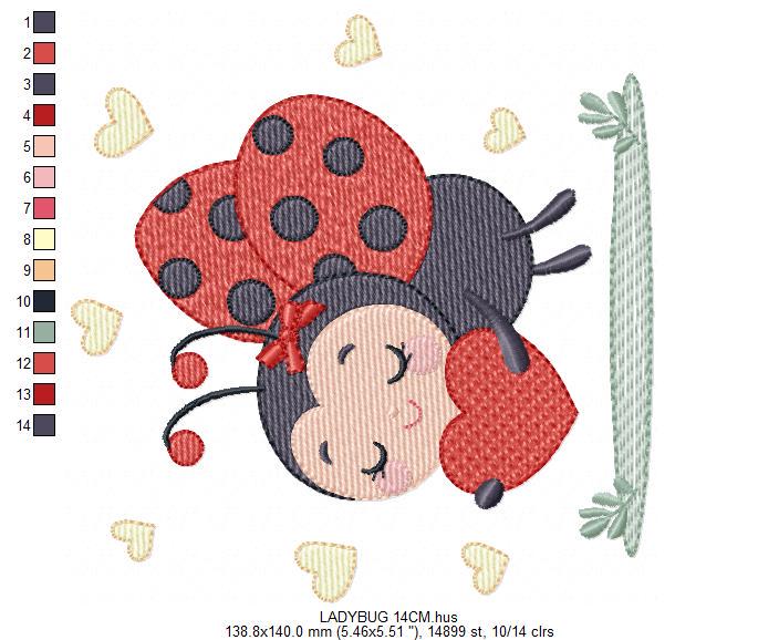 Love Ladybug embroidery designs - Garden Animal machine embroidery pattern - Insect life file - Instant digital download pes jef dst hus vp3