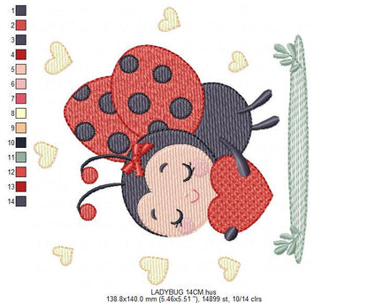 Love Ladybug embroidery designs - Garden Animal machine embroidery pattern - Insect life file - Instant digital download pes jef dst hus vp3