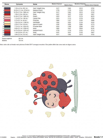 Love Ladybug embroidery designs - Garden Animal machine embroidery pattern - Insect life file - Instant digital download pes jef dst hus vp3