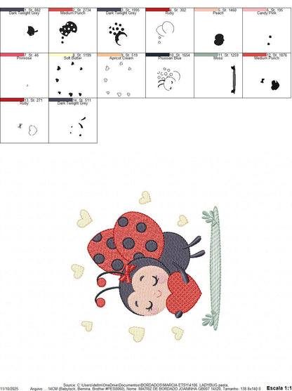 Love Ladybug embroidery designs - Garden Animal machine embroidery pattern - Insect life file - Instant digital download pes jef dst hus vp3