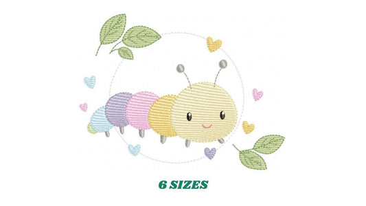 Colorful Centipede embroidery design - Delicate small garden insect machine embroidery pattern - Instant digital download pes jef dst hus