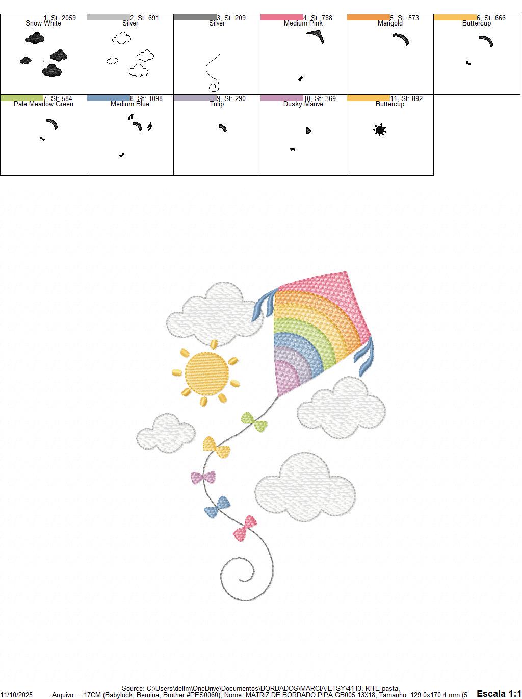 Colorful Kite embroidery designs - Baby Boy Toy machine embroidery pattern - Sunning sky flying clouds - Instant digital download pes jef