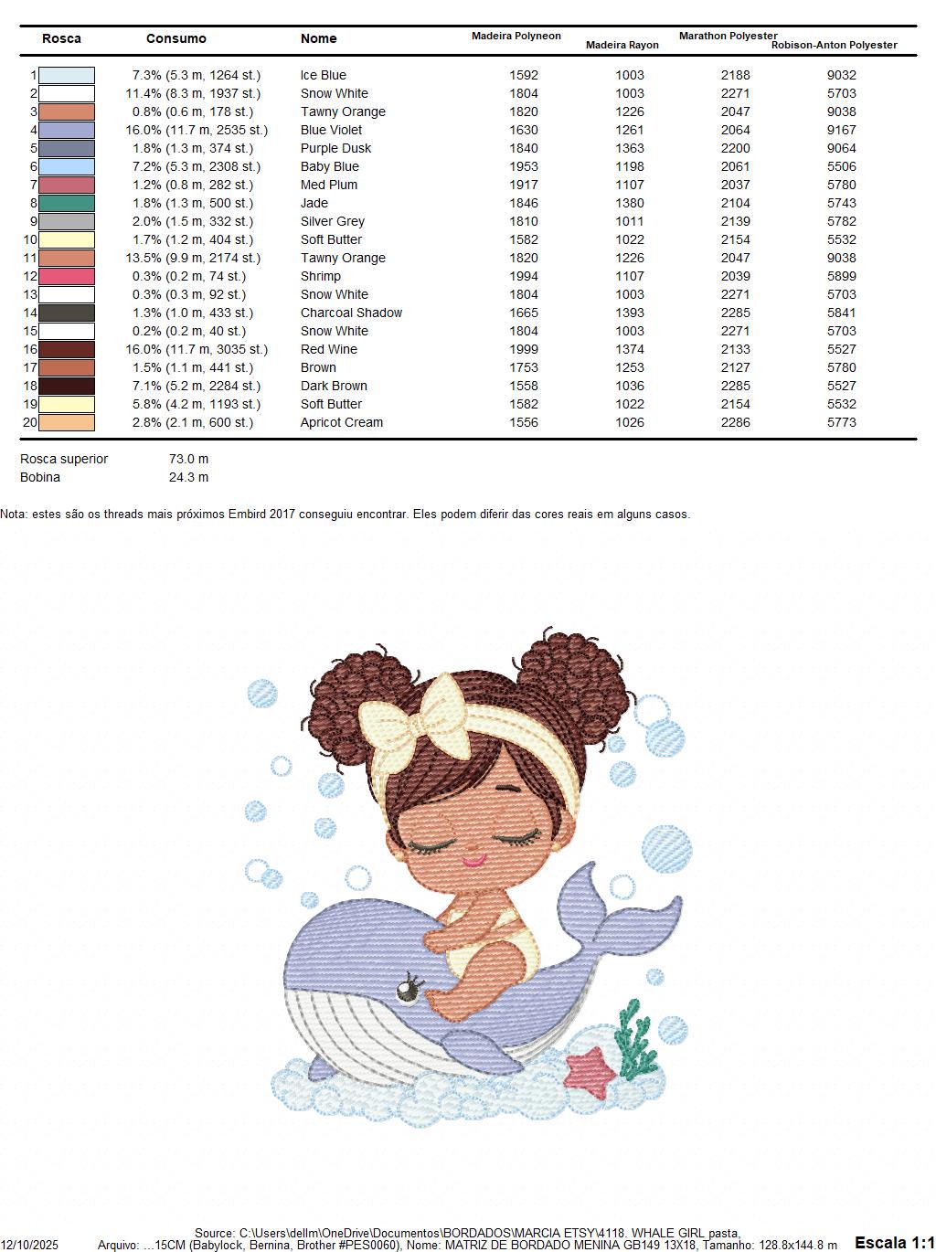Whale embroidery designs - Diver Swiming Girl with black curly hair machine embroidery pattern - Ocean animal file - Instant download pes