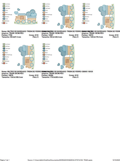 Train with wagon embroidery designs - Train with hearts machine embroidery pattern - Baby boy file - Instant digital download pes jef dst