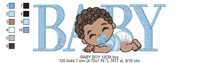 Baby boy embroidery design - Newborn with pacifier nd diapers machine embroidery pattern - Young toddler file - Instant digital download