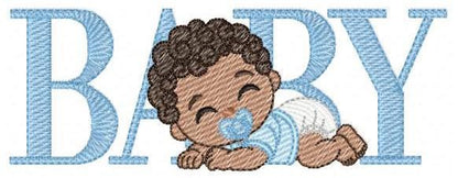 Baby boy embroidery design - Newborn with pacifier nd diapers machine embroidery pattern - Young toddler file - Instant digital download