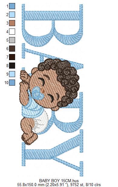 Baby boy embroidery design - Newborn with pacifier nd diapers machine embroidery pattern - Young toddler file - Instant digital download