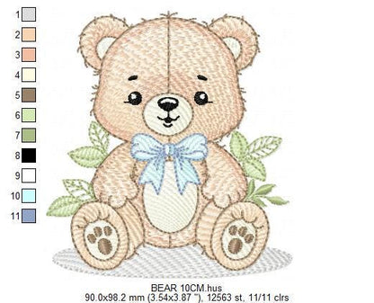 Teddy Bear embroidery designs - Baby Boy bear with bow tie machine embroidery pattern - Instant digital download pes jef dst hus vp3 xxx