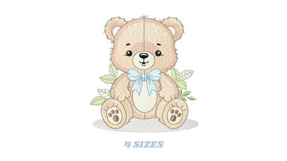 Teddy Bear embroidery designs - Baby Boy bear with bow tie machine embroidery pattern - Instant digital download pes jef dst hus vp3 xxx