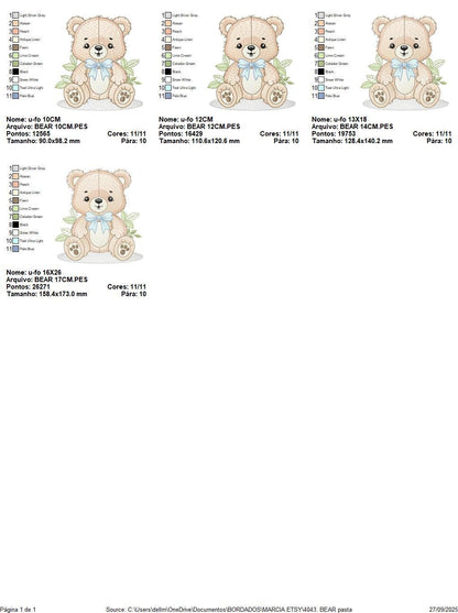 Teddy Bear embroidery designs - Baby Boy bear with bow tie machine embroidery pattern - Instant digital download pes jef dst hus vp3 xxx