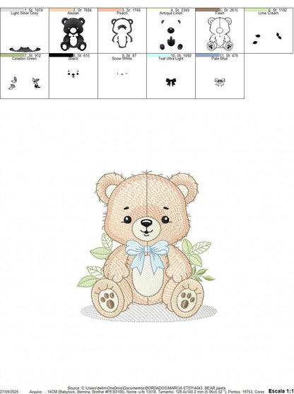 Teddy Bear embroidery designs - Baby Boy bear with bow tie machine embroidery pattern - Instant digital download pes jef dst hus vp3 xxx