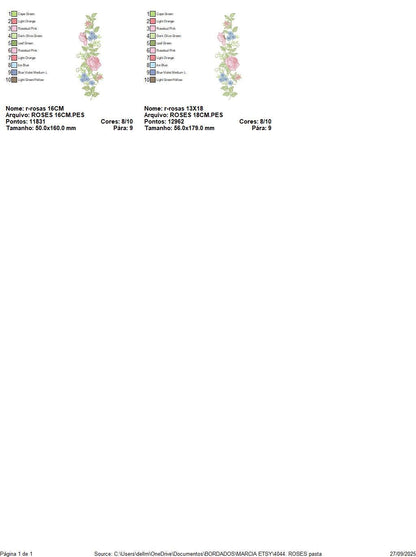 Roses embroidery designs - Flowers with butterflies machine embroidery pattern - Floral Divider Kitchen towel - Instant digital download pes