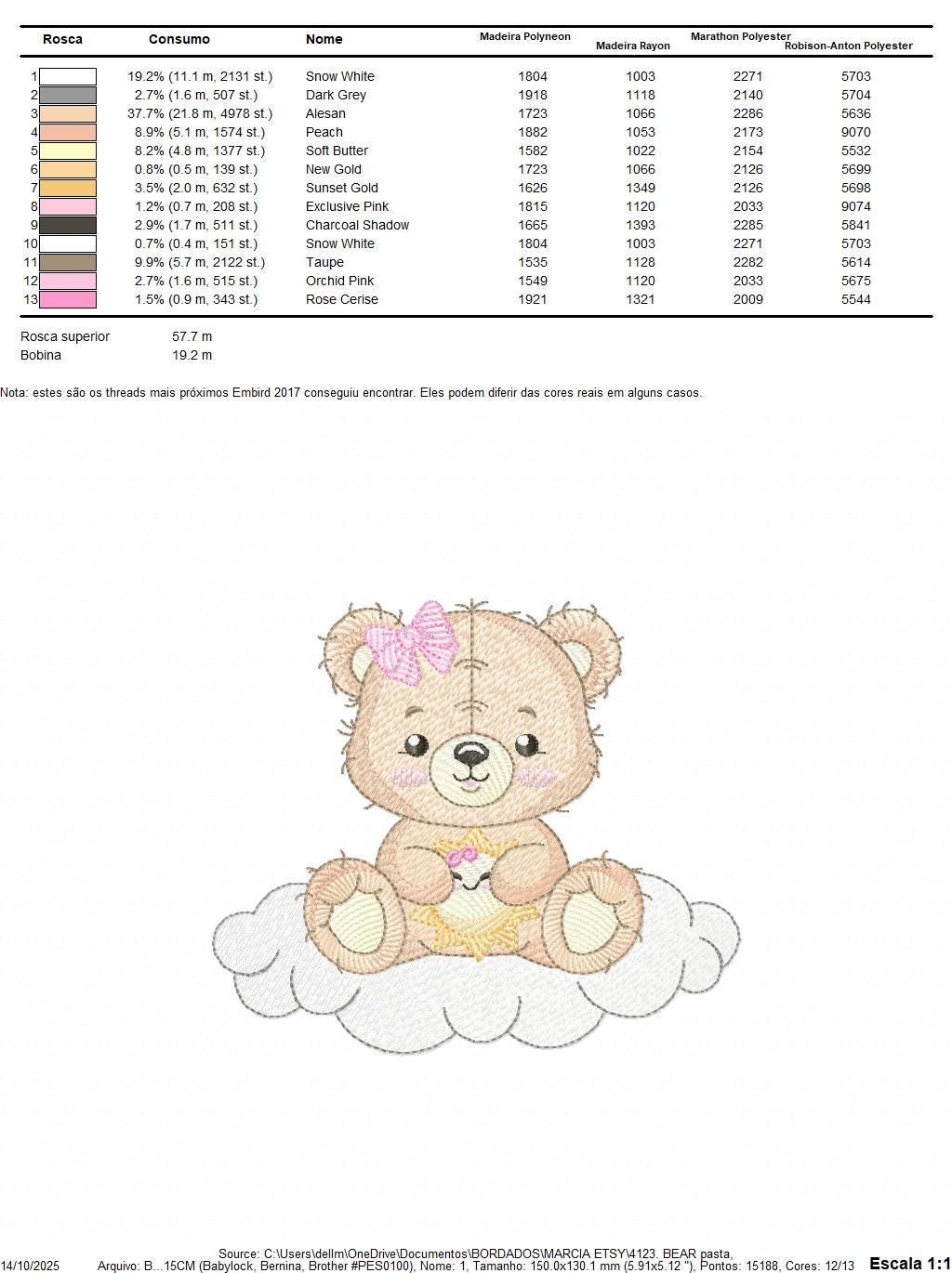 Female Bear embroidery designs - Baby girl Teddy with sun and cloud machine embroidery pattern - Instant digital download pes jef dst hus
