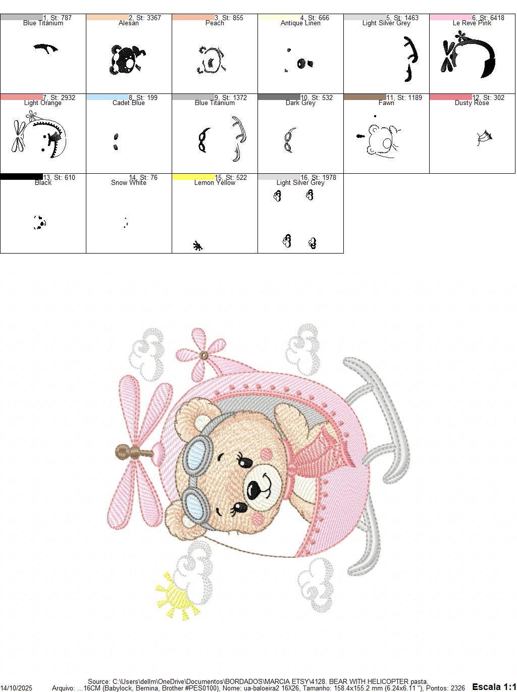 Helicopter embroidery designs - Chopper machine embroidery pattern - Baby Girl Bear file - Instant digital download pes jef dst hus vp3 xxx