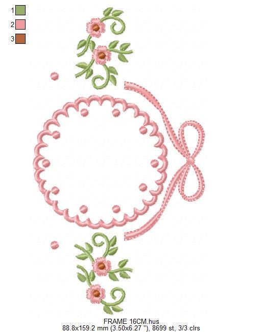 Flower Wreath embroidery designs - Floral Frame machine embroidery pattern - Kitchen Tea Towel file - Instant digital download pes jef dst